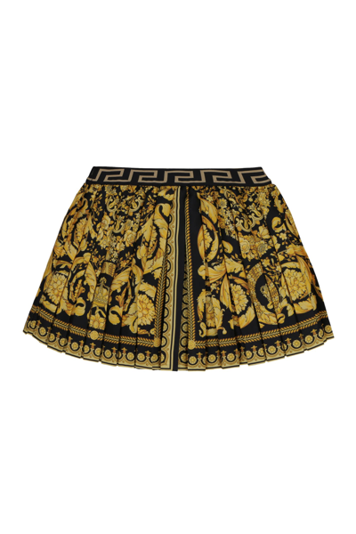 Shop Young Versace Pleated Skirt In Multicolor