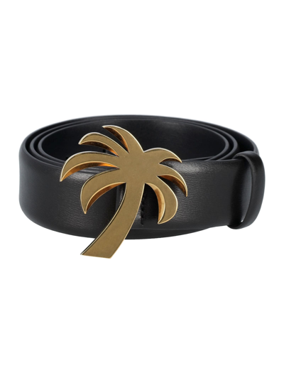 Shop Palm Angels Palm Belt In Black Gold