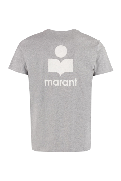 Shop Isabel Marant Zafferh Logo Cotton T-shirt In Ecrù/grigio