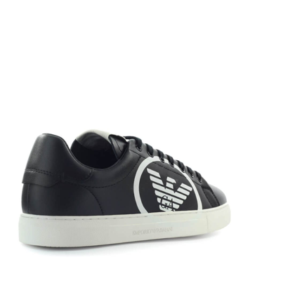 Shop Emporio Armani Black Sneaker With Maxi Logo