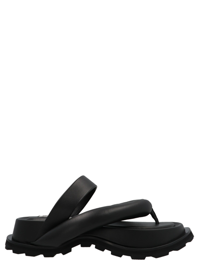 Shop Jil Sander Oversize-sandalen In Black