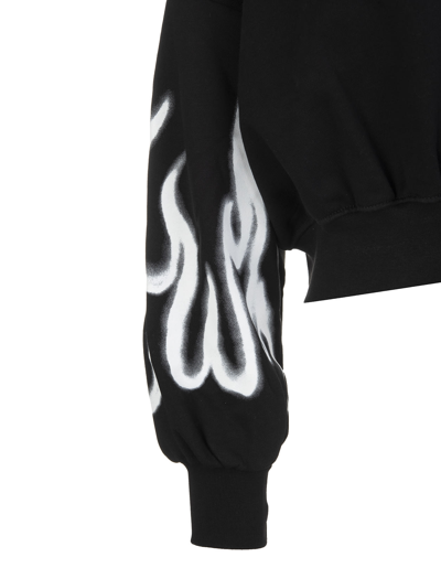 Shop Vision Of Super Woman Black Sweatshirt With White Spray Flames