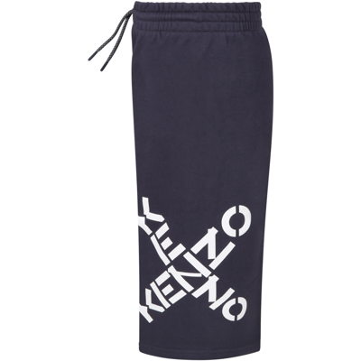 Shop Kenzo Grey Pants For Girl With Logos In Antracite