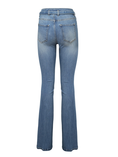 Shop Pinko Flared Love Bird Jeans In Azzurro Denim