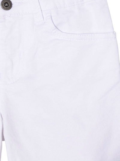 Shop Emporio Armani White Cotton Denim Shorts With Logo In Bianco Ottico