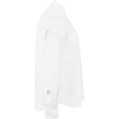 Shop Dondup White Shirt For Boy With Light Blue Logo