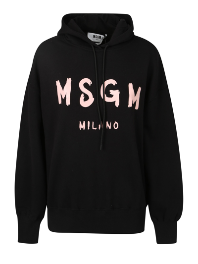 Shop Msgm Logo Print Hoodie
