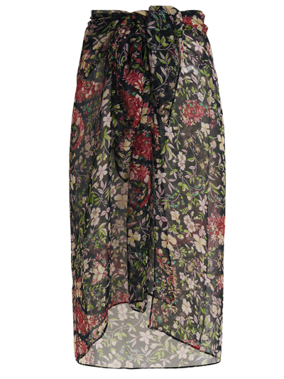 Shop Etro Silk Flowery Pattern Sarong In Multicolor