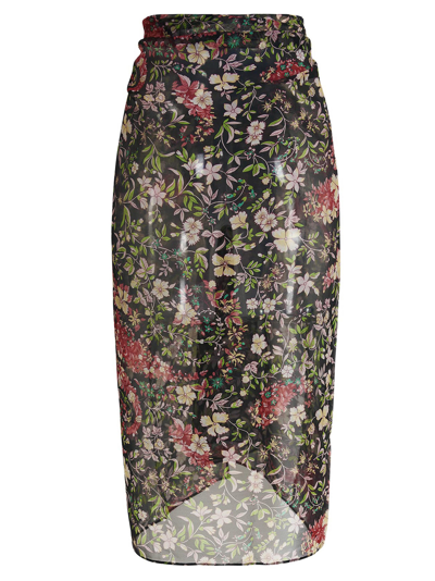 Shop Etro Silk Flowery Pattern Sarong In Multicolor