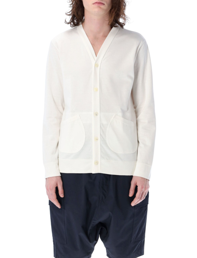 Shop Junya Watanabe Fleece Cardigan In White Black