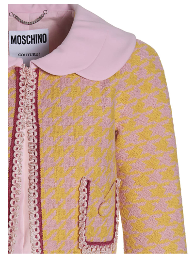 Shop Moschino Houndstooth Blazer Jacket In Multicolor