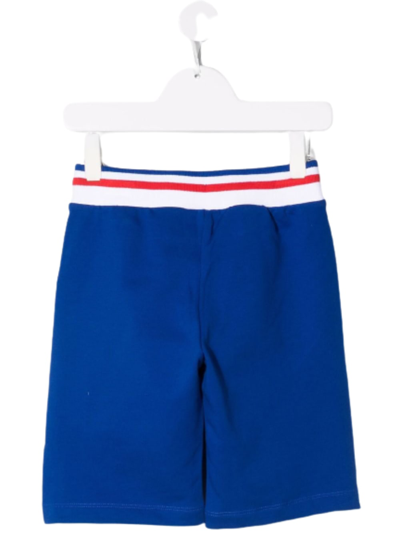 Shop Moschino Kids Mans Blue Cotton Bermuda Shorts With Logo