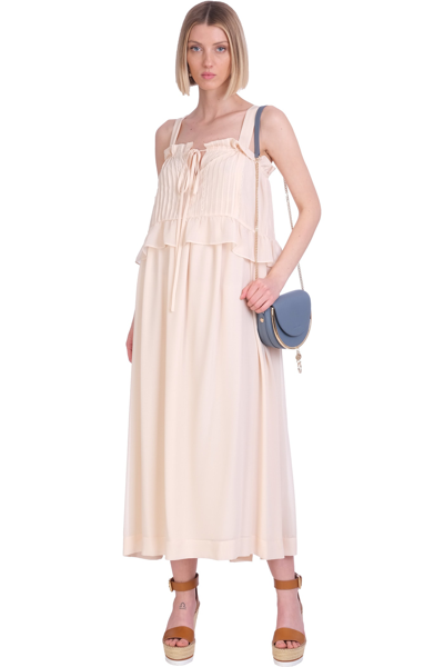 Shop See By Chloé Dress In Beige Cotton