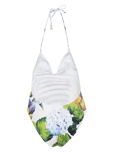 Shop Dolce & Gabbana Printed Swimsuit In Azzurro