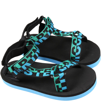 Shop Stella Mccartney Multicolor Sandals For Boy With Logo In Blu/verde