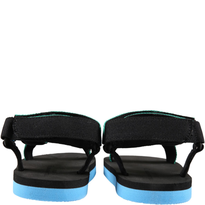 Shop Stella Mccartney Multicolor Sandals For Boy With Logo In Blu/verde