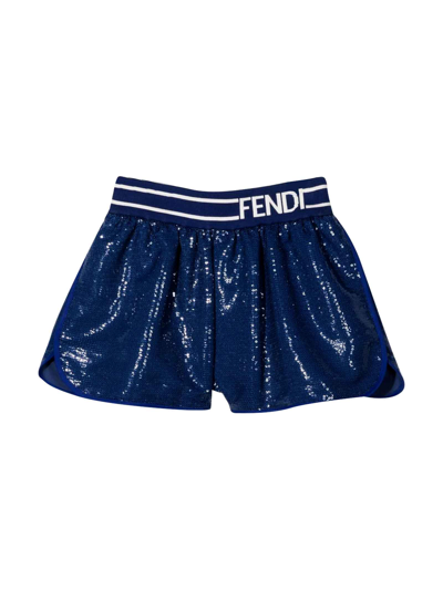 Shop Fendi Blue Shorts Girl In Klein
