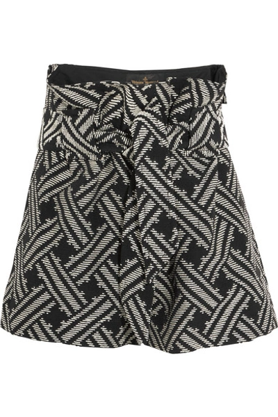Shop Vivienne Westwood Anglomania Kung Fu Belted Cotton-blend Jacquard Shorts
