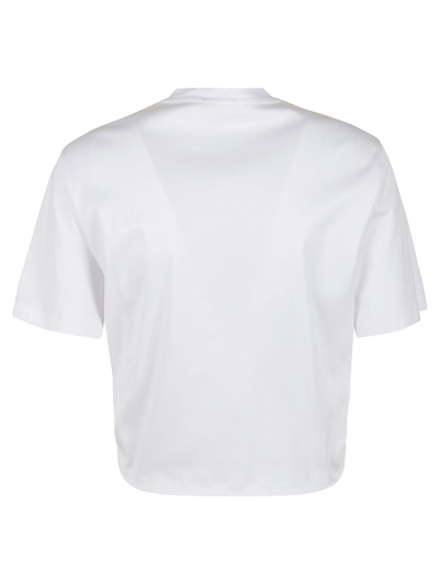 Shop Versace Pin Detail Logo Print T-shirt In White