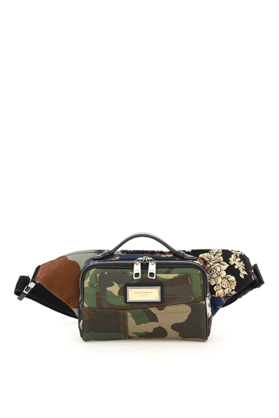 Shop Dolce & Gabbana Patchwork Camouflage Belt Bag In Verde