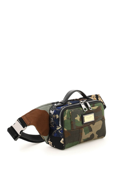 Shop Dolce & Gabbana Patchwork Camouflage Belt Bag In Verde