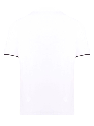 Shop Fay White Cotton Polo Shirt In B001(bianco)+u807(blu Navy)