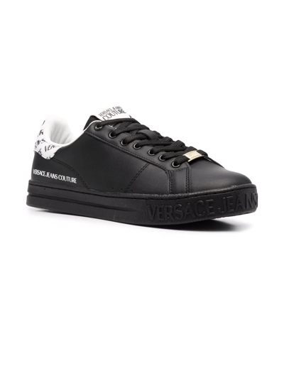 Shop Versace Jeans Couture Black Leather Sneakers