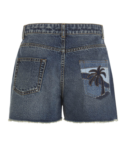 Shop Palm Angels Palm Shorts In Blue
