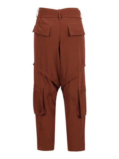 Shop N°21 High-waist Cargo Trousers In Marrone