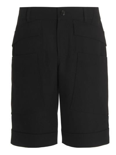 Shop Burberry Panel Detail Bermuda Shorts In Black
