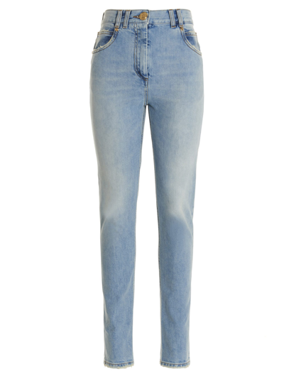 Shop Balmain Skinny Jeans In Light Blue