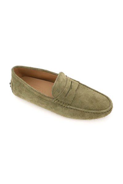 Shop Tod's Suede Leather Gommino Driver Loafers