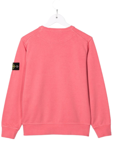 Shop Stone Island Junior Pink Cotton Sweatshirt With Logo In (fuchsia)