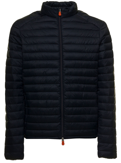 Shop Save The Duck Alexander Mans Blue Quilted Nylon Ecological Down Jacket