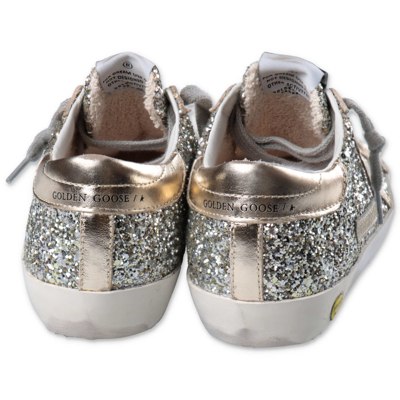 Shop Golden Goose Sneakers Oro Glitterate In Pelle