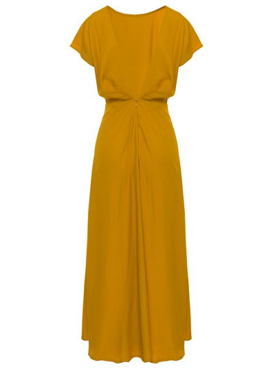 Shop Mauro Grifoni Grigfoni Womans Mustard-colored Viscose Long Dress In Yellow