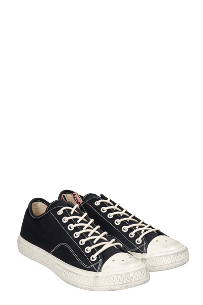 Shop Acne Studios Ballow Sneakers In Black Canvas In Cgl Black/off White