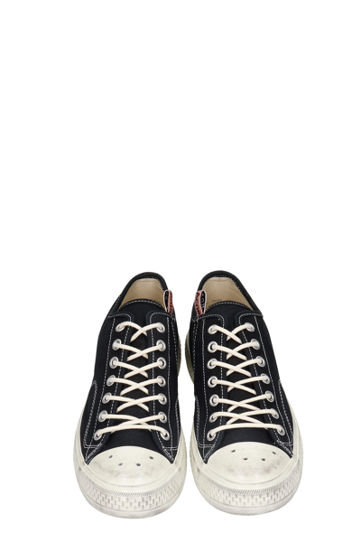Shop Acne Studios Ballow Sneakers In Black Canvas In Cgl Black/off White