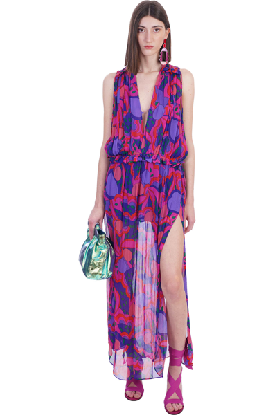 Shop Isabel Marant Alsaw Dress In Viola Silk In 40pk Pink