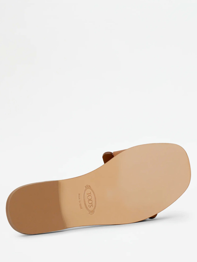 Shop Tod's Brown Leather Sandals In Cuoio