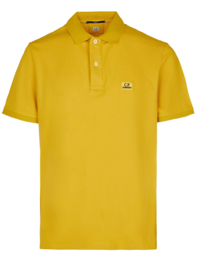 Shop C.p. Company Yellow Stretch Pique Slim Fit Logo Polo In Nugget Gold