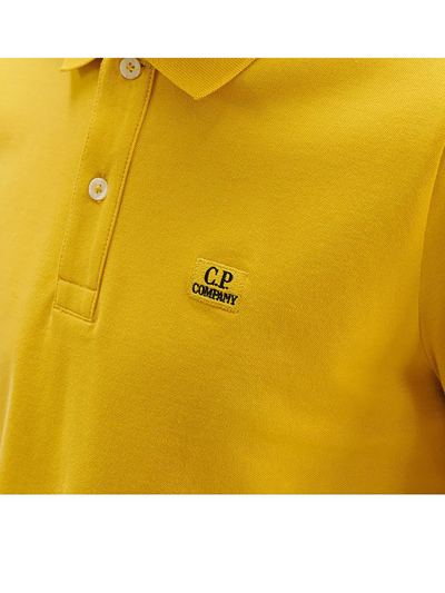 Shop C.p. Company Yellow Stretch Pique Slim Fit Logo Polo In Nugget Gold