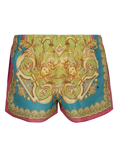 Shop Versace Printed Drawstring Shorts In Multicolor