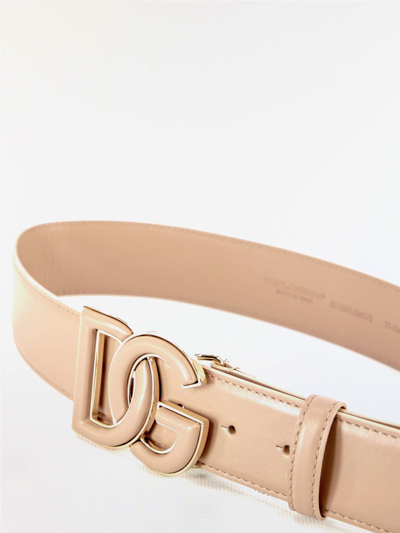 Shop Dolce & Gabbana Powder Pink Logo Belt