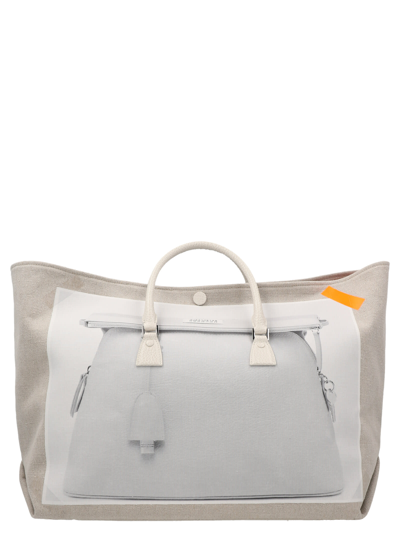 Shop Maison Margiela Printed Shopping Bag In Multicolor