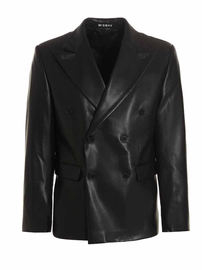 Shop Misbhv Vegan Leather Blazer Jacket In Black