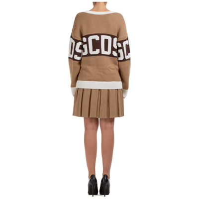 Shop Gcds Logo Mini Dress In Marrone