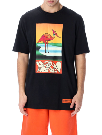 Shop Heron Preston Abstract Heron-print T-shirt In Black/orange