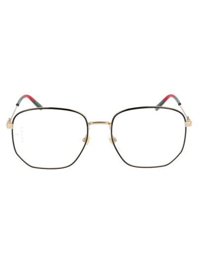 Shop Gucci Gg0396o Glasses In 001 Gold Gold Transparent