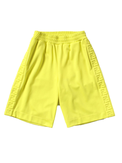 Shop Fendi Yellow Cotton Shorts In Giallo